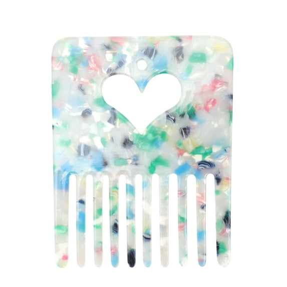 Unique Bargains 1 Pc Portable Heart Hair Insert Comb Green Acetate Sheet