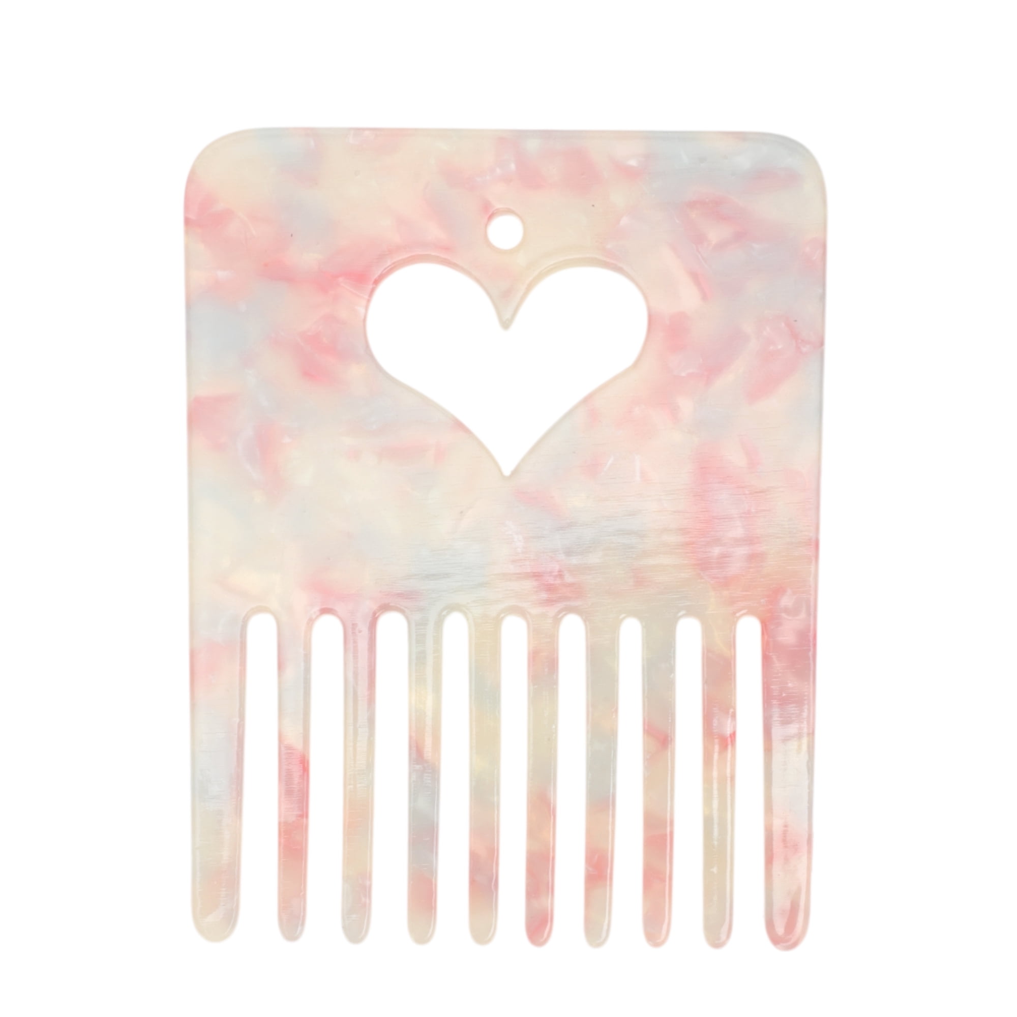 Unique Bargains 1 Pc Portable Heart Shaped Hair Insert Comb for All Hair Types Pink