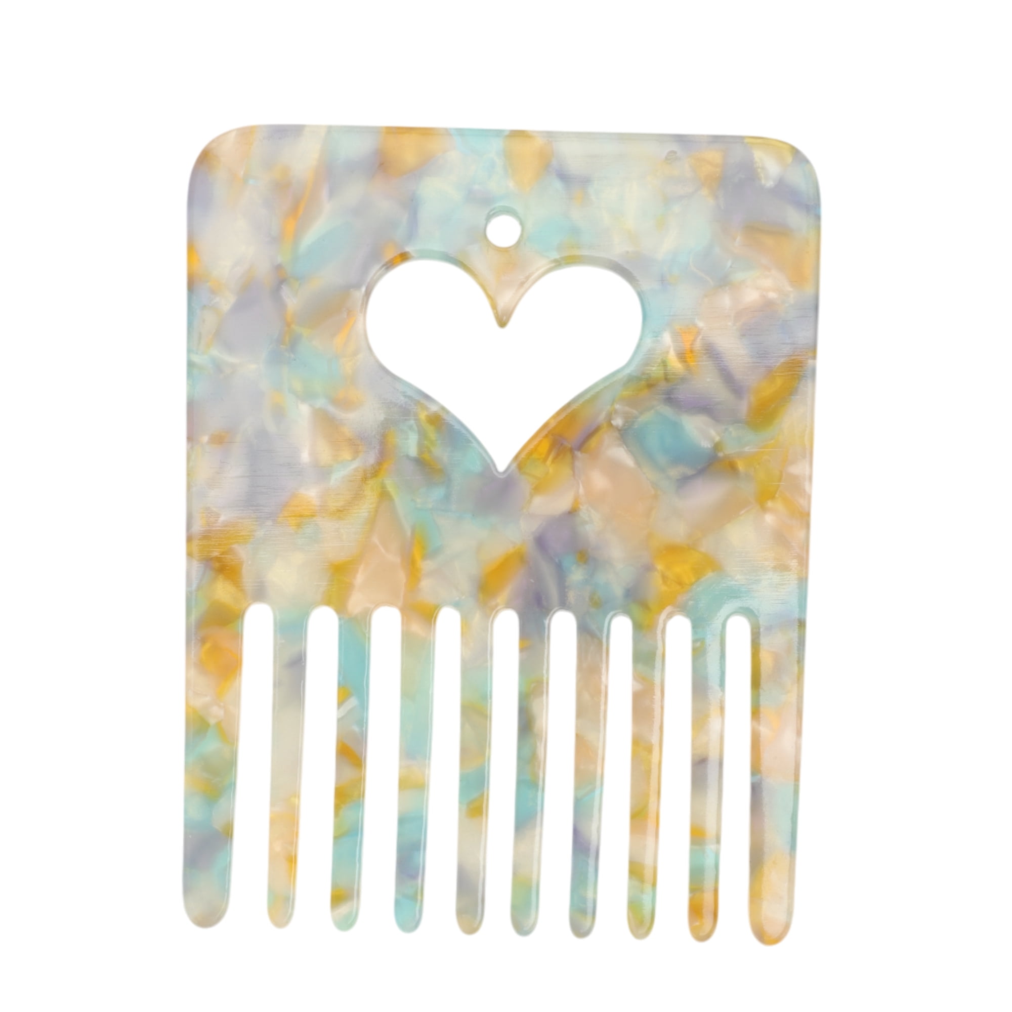 Unique Bargains 1 Pc Portable Heart Shaped Hair Insert Comb for All Hair Types Yellow