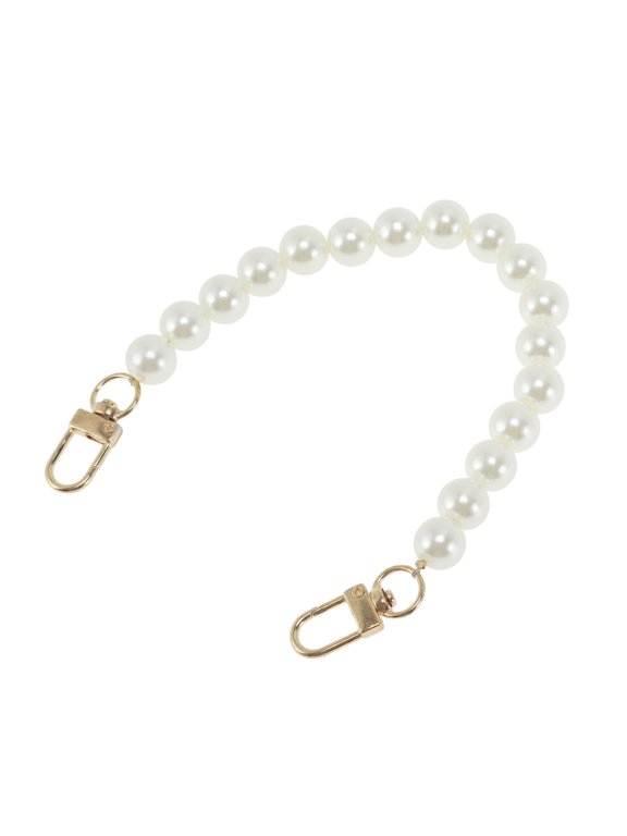 1 Pc Portable Keychain Pearl Handbag Strap for Dating Gold Tone Metal Plastic