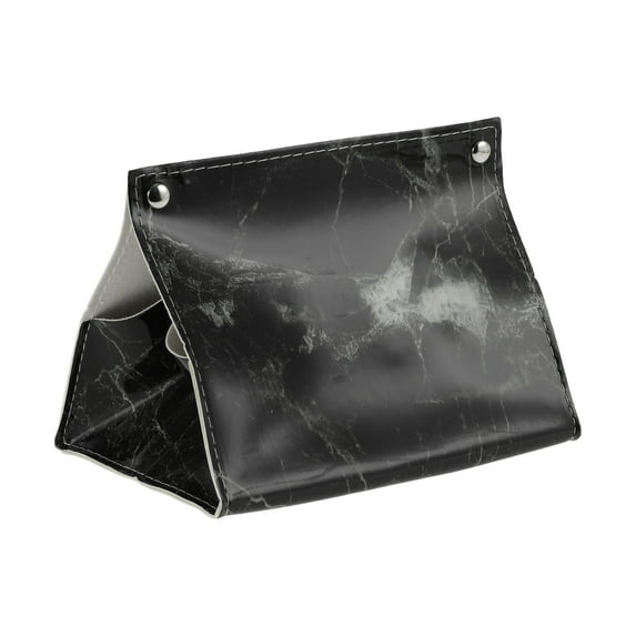 Unique Bargains 1 Pc Portable Marble Pattern Tissue Box Cover for Living Room Table Desk Black PU
