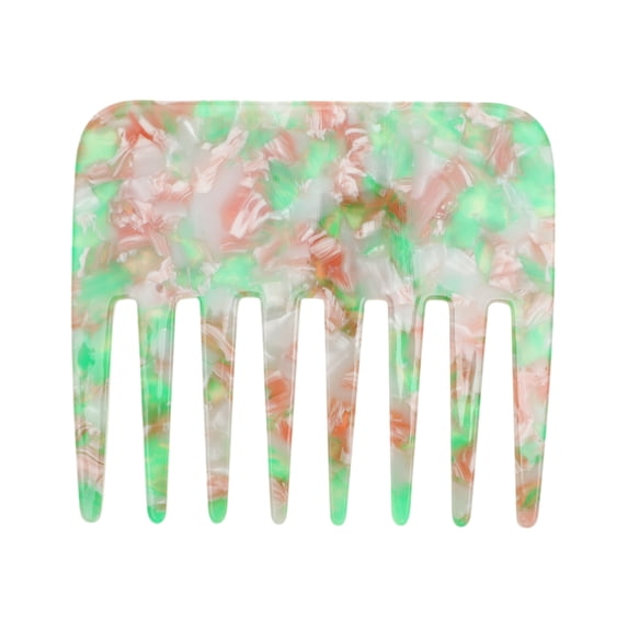 Unique Bargains 1 Pc Portable Marble Wide Tooth Comb for All Hair Types Styles Green