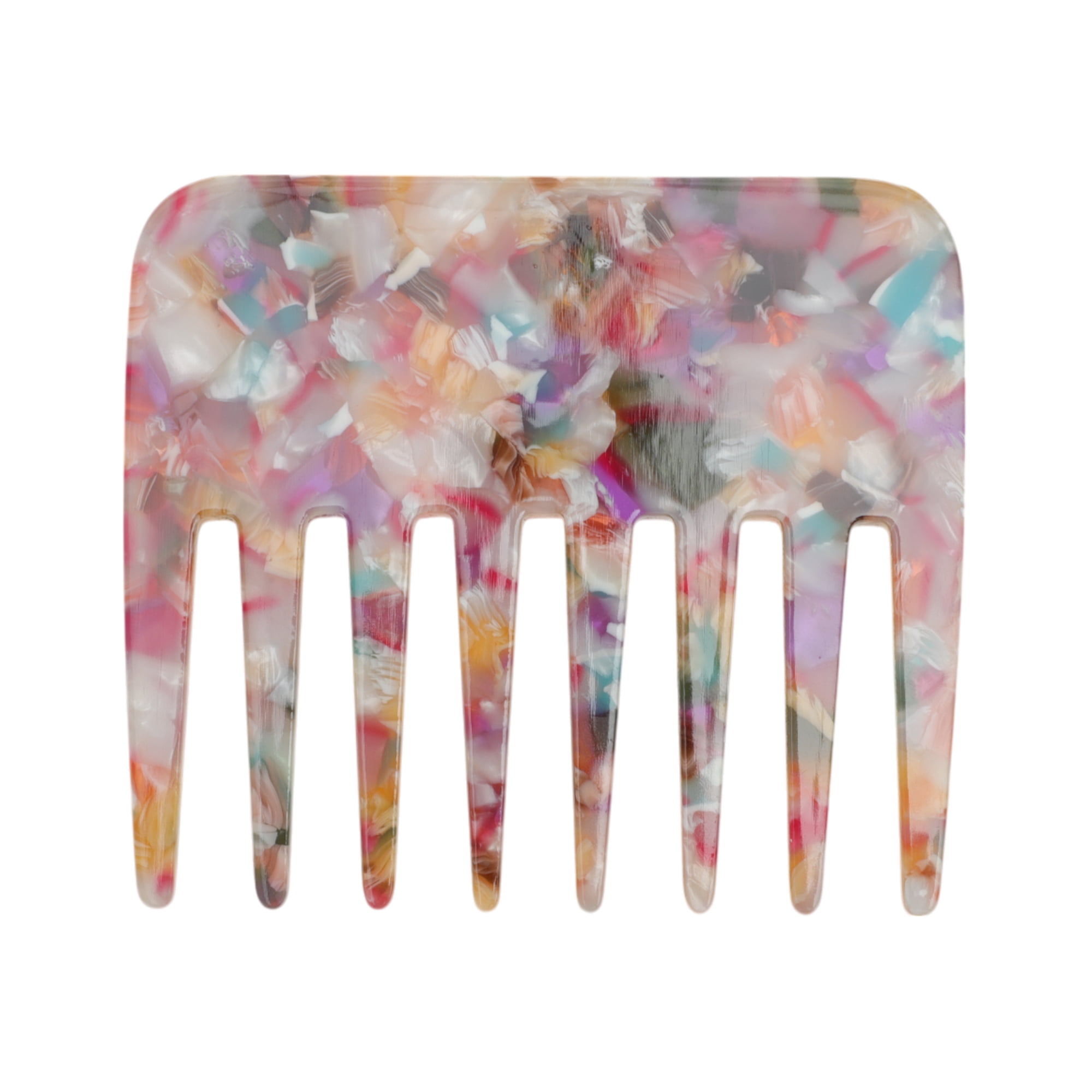 Unique Bargains 1 Pc Portable Marble Wide Tooth Comb for Making hair Smooth Multicolored
