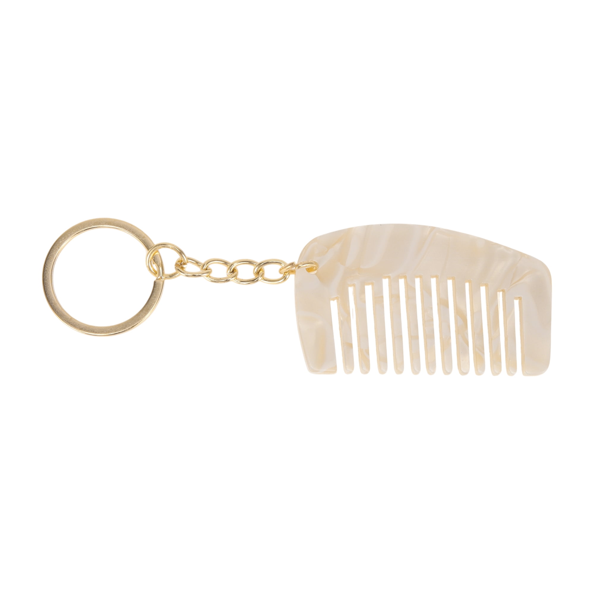 Unique Bargains 1 Pc Portable Mini Keychain Hair Comb for All Hair Types Styles Beige