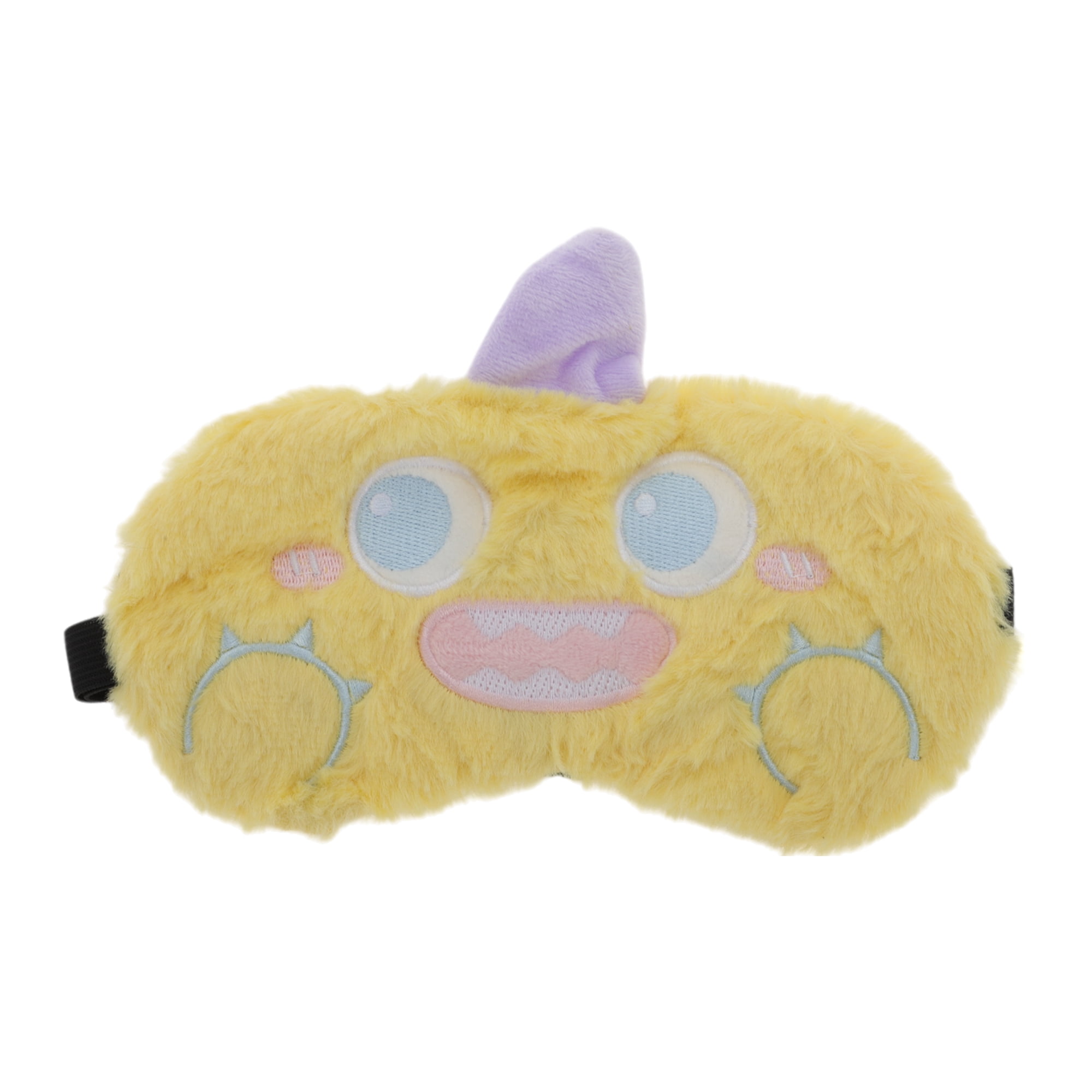 Unique Bargains 1 Pc Portable Monster Sleep Mask for Hotel Yellow Fleece
