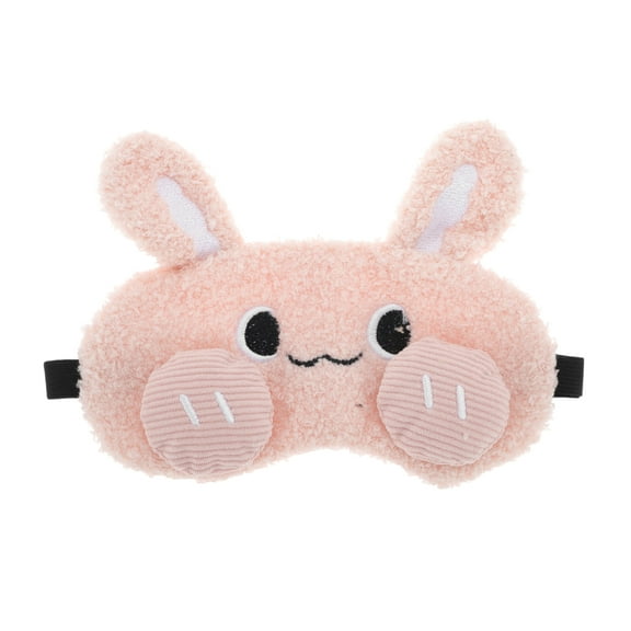 Unique Bargains 1 Pc Portable Rabbit Adjustable Eye Mask for Travel Pink Fleece
