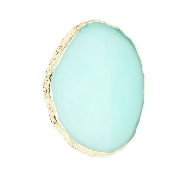 Unique Bargains 1 Pc Portable Round Nail Art Palette Blue Gold Tone