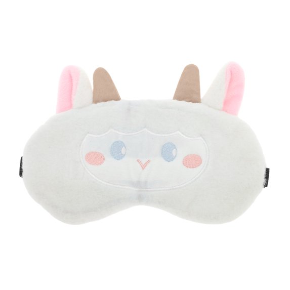 Unique Bargains 1 Pc Portable Sheep Adjustable Eye Mask for Travel White Fleece