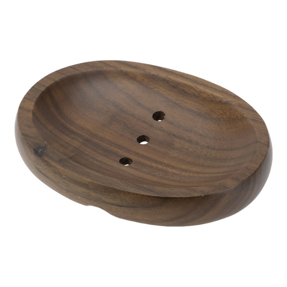Unique Bargains 1 Pc Portable Soap Dish Oval Deep Brown Soap Dish for Bathroom Kitchen 5.28"x3.78"x0.83"