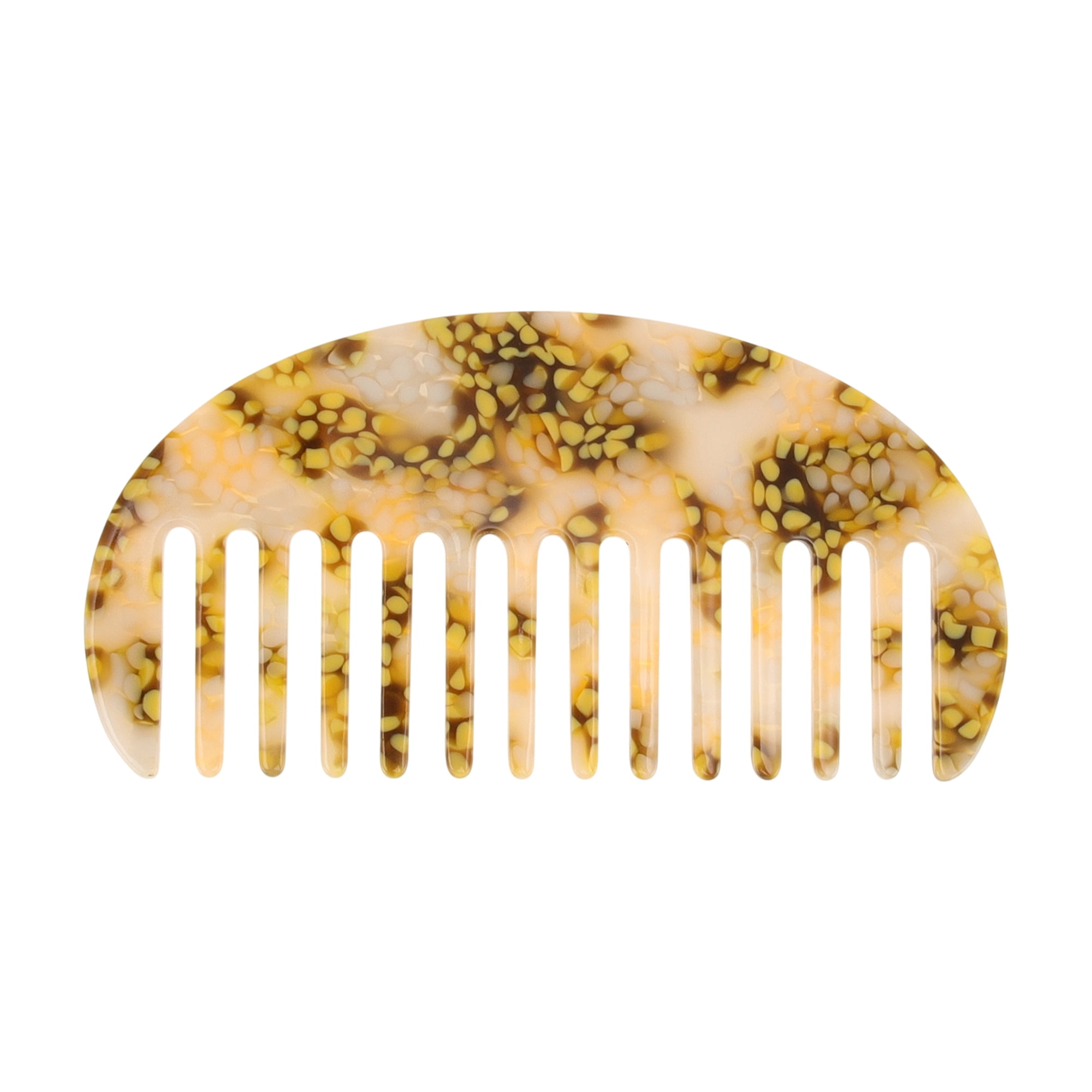 Unique Bargains 1 Pc Portable Spotted Pattern Hair Comb for All Hair Types Styles Yellow