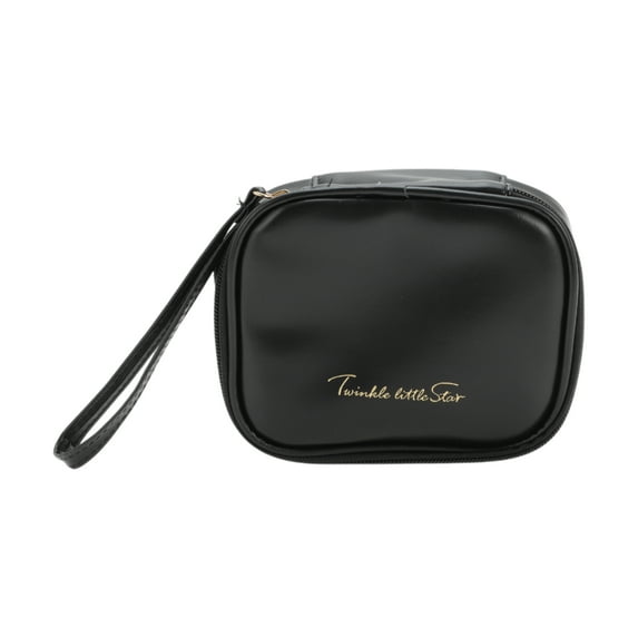Unique Bargains 1 Pc Portable Square Shaped Makeup Bag for Travel Black PU