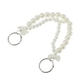 thumbnail image 1 of Unique Bargains 1 Pc Portable Triple Bow Double Layer Pearl Handbag Strap for Dating White Metal Plastic, 1 of 5