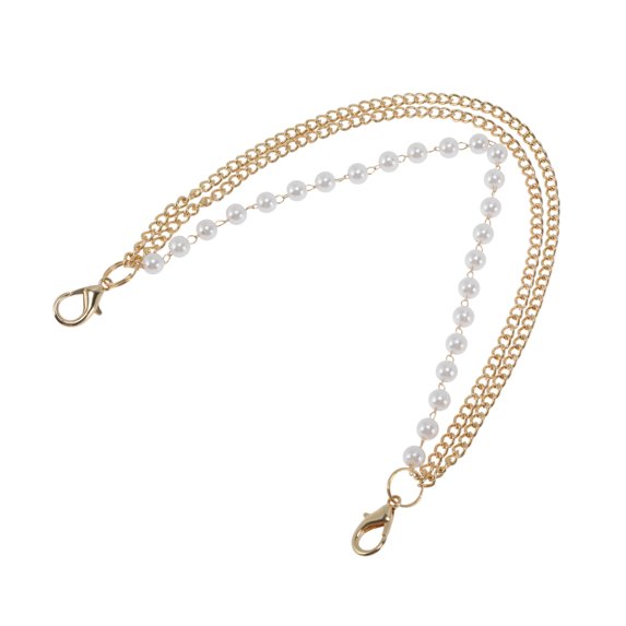 Unique Bargains 1 Pc Portable Triple Layer Handbag Strap for Dating Gold Tone Metal Plastic