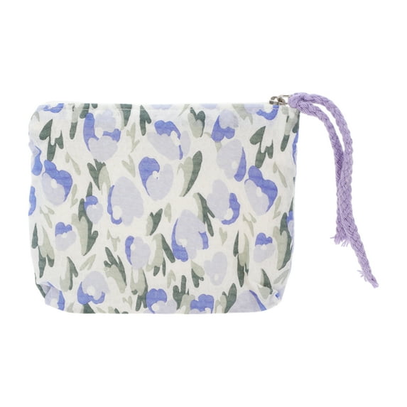 Unique Bargains 1 Pc Portable Tulip Makeup Bag for Business Travel Blue Polyester