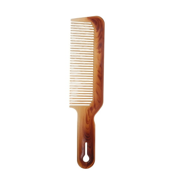 Unique Bargains 1 Pc Portable Two-Color Handle Flat Comb For Curly Hair Amber Plastic