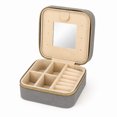 thumbnail image 1 of Unique Bargains 1 Pc Portable Zipper Design Jewelry Case Organizer with Mirror Light Gray, 1 of 7