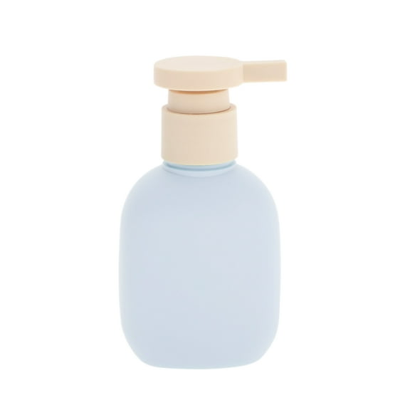 Unique Bargains 1 Pc Pressure Pump Flat Soap Dispenser for Bathroom 3.38oz Blue