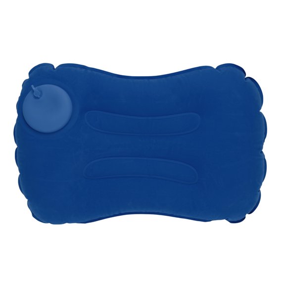 Unique Bargains 1 Pc Pump-action Camping Pillow Inflatable Pillow for Camping Medium Blue Flocking