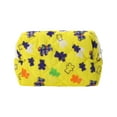 thumbnail image 1 of Unique Bargains 1 Pc Quilted Square Flowers Makeup Bag Yellow Polyester, 1 of 6