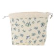 thumbnail image 1 of Unique Bargains 1 Pc Quilting Drawstring Makeup Bag Dark Beige Blue Polyester, 1 of 6