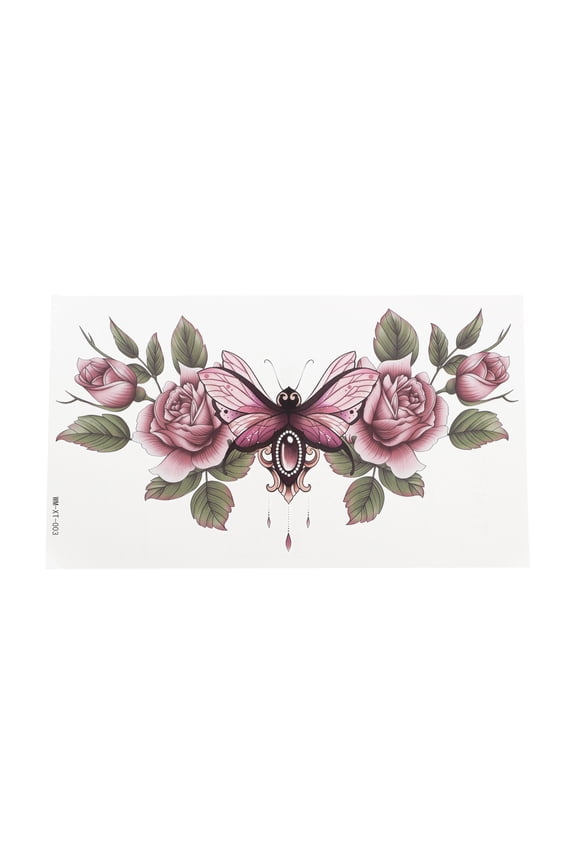 1 Pc Realistic Temporary Tatto Collarbone Fake Tattoos Pink Green