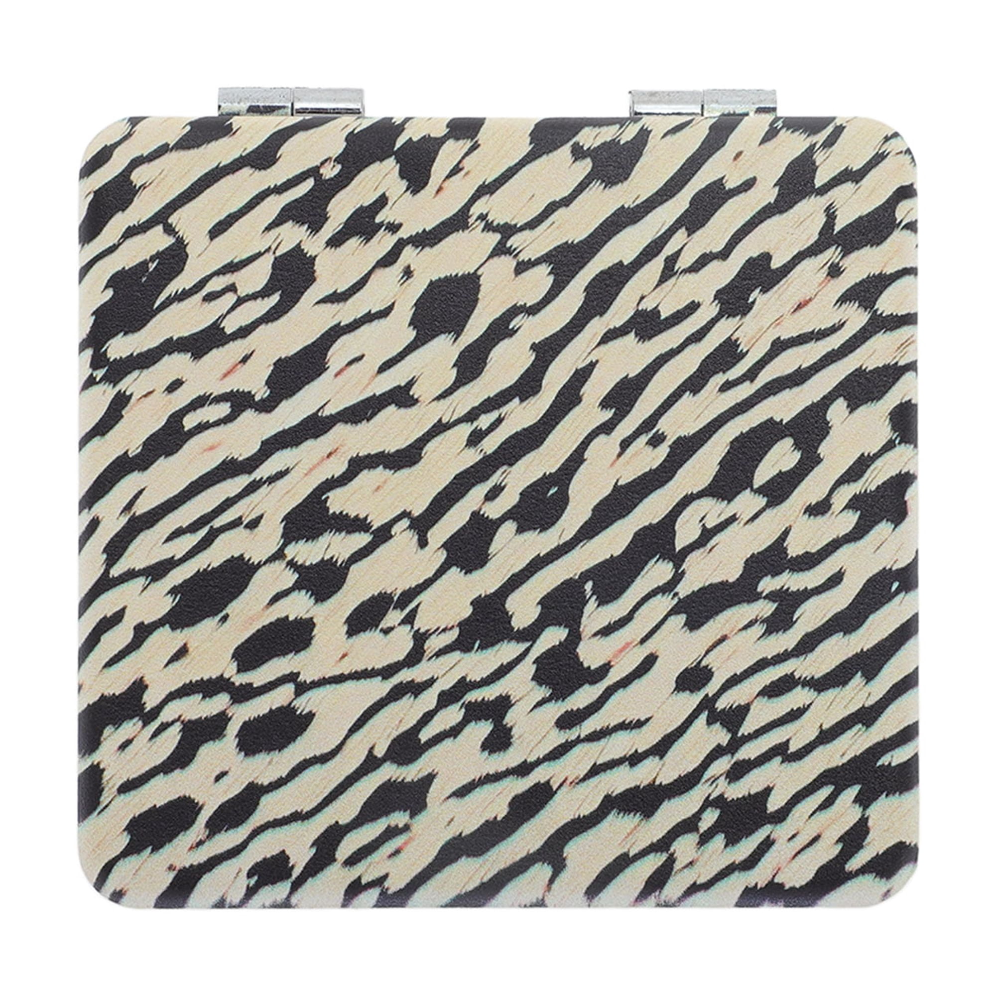 Unique Bargains 1 Pc Rectangle Folding Makeup Mirror for Travel Vacation Khaki