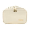 thumbnail image 1 of Unique Bargains 1 Pc Rectangle Handheld Makeup Bag Beige PU, 1 of 4