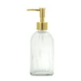 thumbnail image 1 of Unique Bargains 1 Pc Rectangular Bottom Vertical Stripes Soap Dispenser 13.53oz Clear Gold Tone, 1 of 6