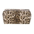 thumbnail image 1 of Unique Bargains 1 Pc Rectangular Leopard Makeup Bag Dark Coffee Color PU, 1 of 4