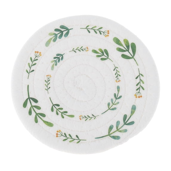 Unique Bargains 1 Pc Red Fruit Leaves Drink Coaster White Green Blended fabric