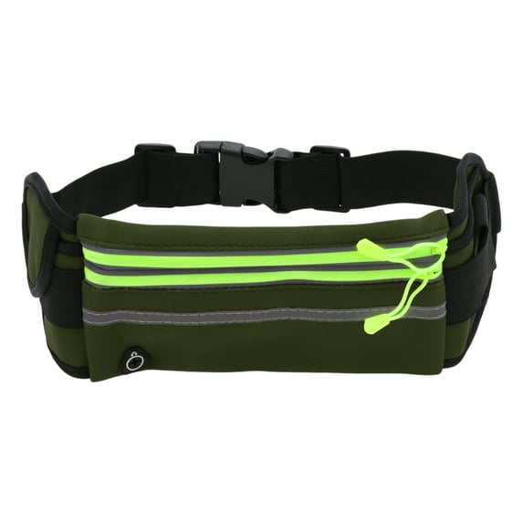 Unique Bargains 1 Pc Reflective with Zipper Running Waist Pack for Hiking Gym EVA Deep Green