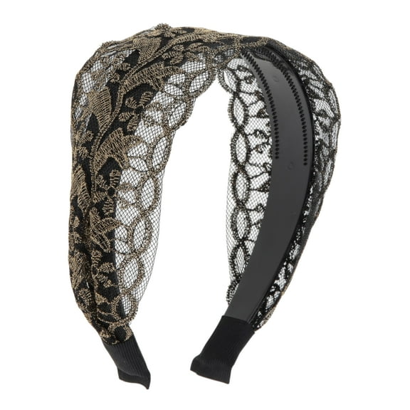Unique Bargains 1 Pc Retro Wide-side Headband 5.91"x4.33" Black