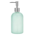 thumbnail image 1 of Unique Bargains 1 Pc Reusable Cylinder Frosted Soap Dispenser 13.53oz Light Blue Silver Tone, 1 of 6