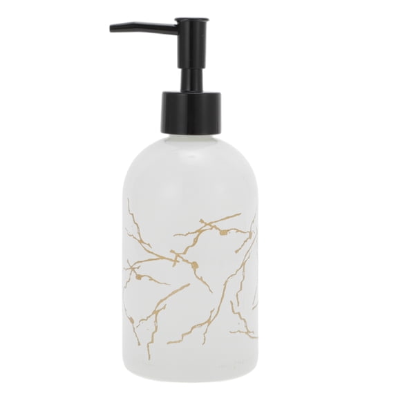 Unique Bargains 1 Pc Reusable Cylinder Marble Soap Dispenser 13.53oz White Black