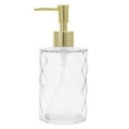 thumbnail image 1 of Unique Bargains 1 Pc Reusable Diamond-shaped Soap Dispenser 11.16oz Clear Gold Tone, 1 of 6