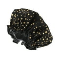 thumbnail image 1 of Unique Bargains 1 Pc Reusable Dots Shower Cap for Shower Black PEVA, 1 of 7