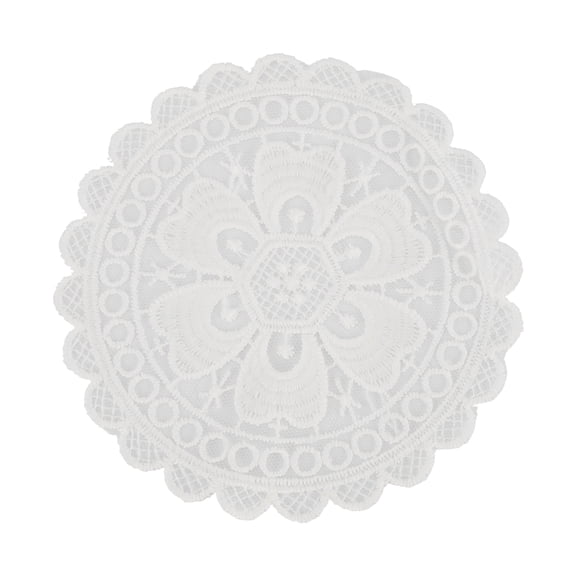Unique Bargains 1 Pc Reusable Embroidered‌ Flower Drink Coaster White