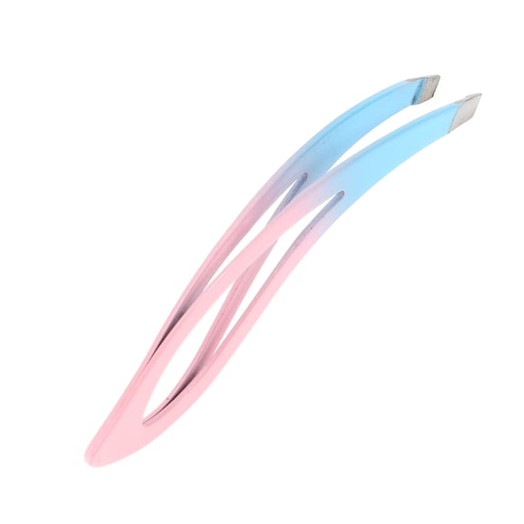 Unique Bargains 1 Pc Reusable Eyebrow Tweezer for Bathroom Travel Hotel Blue Pink Stainless Steel