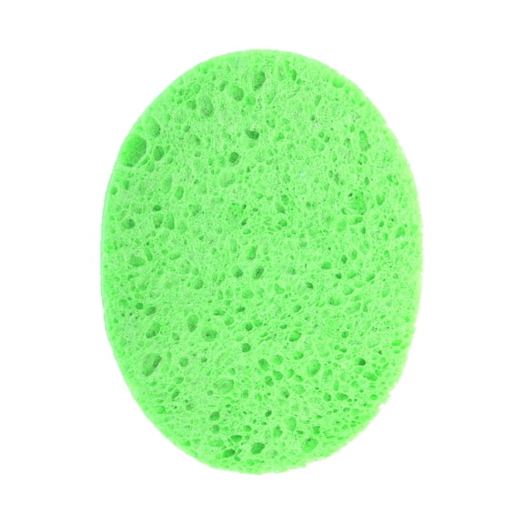Unique Bargains 1 Pc Reusable Facial Sponges Oval for Removing Dirt 4.53"x3.66"x0.39" Green