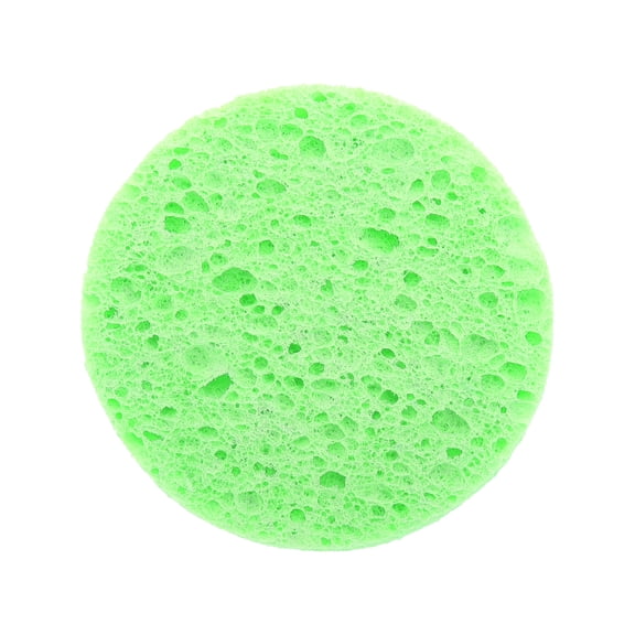 Unique Bargains 1 Pc Reusable Facial Sponges Round for Removing Dirt 3.15"x0.31" Green