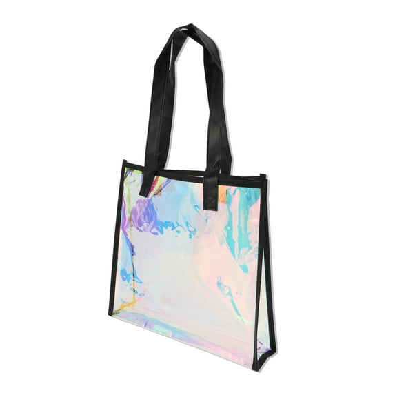 Unique Bargains 1 Pc Reusable Gift Bag Durable Holographic Edged Handle Gift Bag Black Multicolor