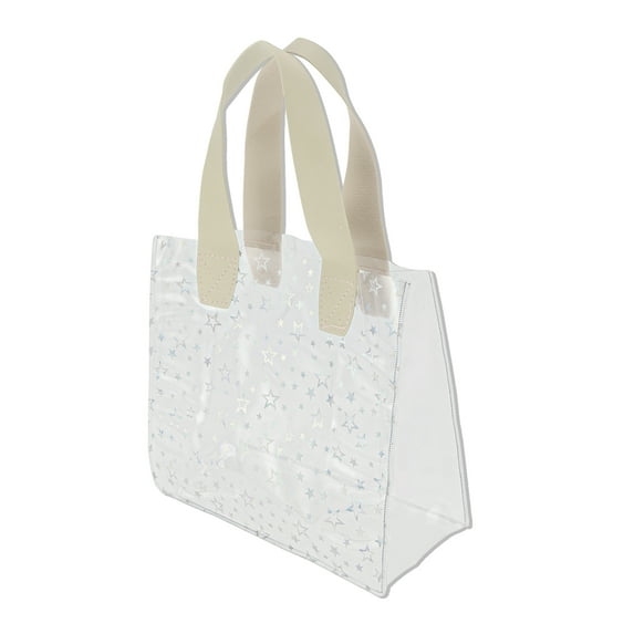 Unique Bargains 1 Pc Reusable Gift Bag Durable Star Design Handle Gift Bag Beige, Transparent Small