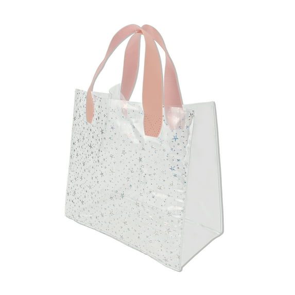 Unique Bargains 1 Pc Reusable Gift Bag Durable Star Design Handle Gift Bag Pink, Transparent Large