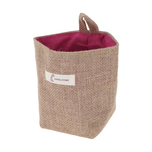 Unique Bargains 1 Pc Reusable Hanging Storage Bags Yellow Brown Rose Red Cotton Linen Blend