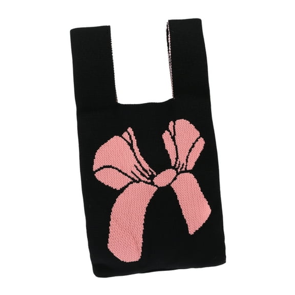 Unique Bargains 1 Pc Reusable Mesh Net Grocery Tote Bags Black Pink 14.17"x7.87" for Market Shopping