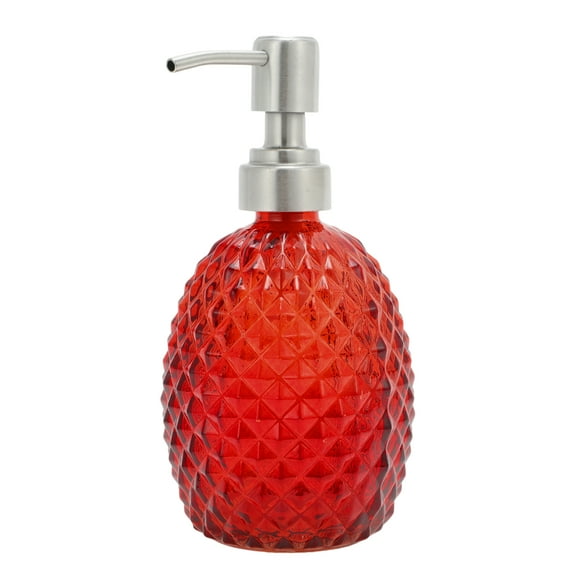 Unique Bargains 1 Pc Reusable Pineapple Shape Soap Dispenser 11.84oz Red Silver Tone