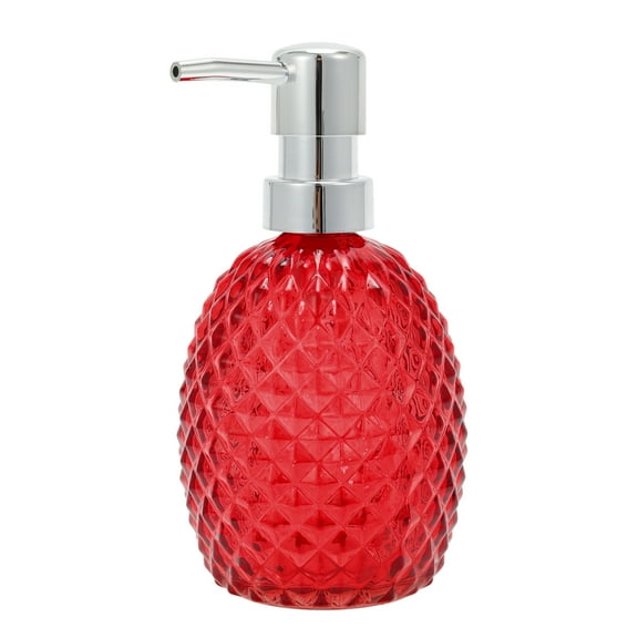 Unique Bargains 1 Pc Reusable Pineapple-shaped Soap Dispenser 11.84oz Red Silver Tone