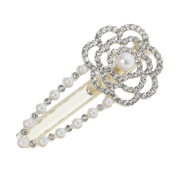 Unique Bargains 1 Pc Rhinestone Camellia Hair Clips for Home Gold Tone Silver Tone