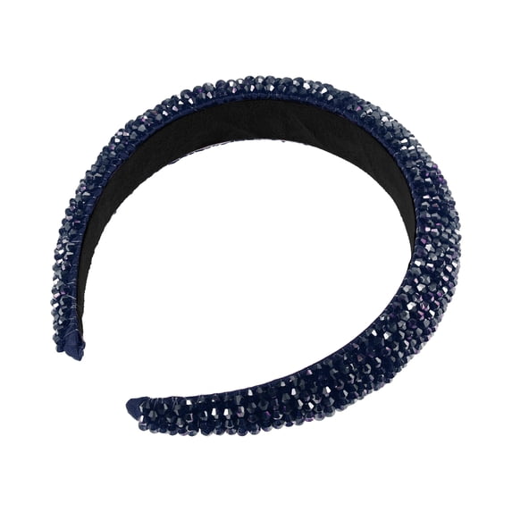 Unique Bargains 1 Pc Rhinestone Headband for Women Bling Padded Hairband Hair Accessories 1.18 Inch Wide Deep Blue