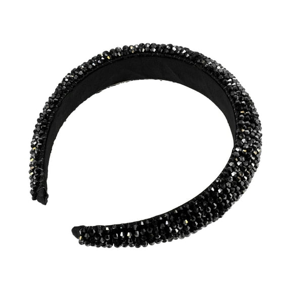 Unique Bargains 1 Pc Rhinestone Headband for Women Bling Padded Hairband Hair Accessories Black 1.18 Inch Wide